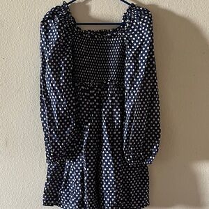Crewcuts Navy and White Polka Dot Long Sleeve Dress